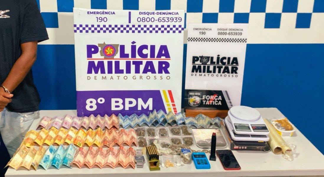 Alta Floresta: PM prende “gerente” de facção com drogas, munições e dinheiro