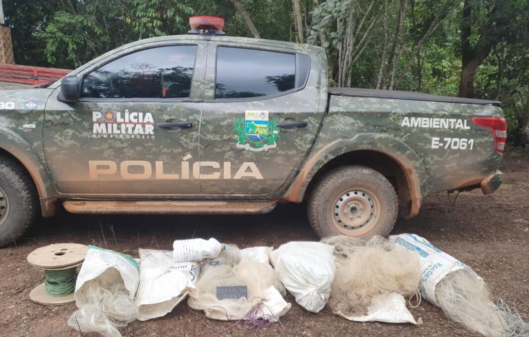 Polícia Ambiental apreende no Nortão mais de 30 apetrechos ilegais de pesca no Teles Pires