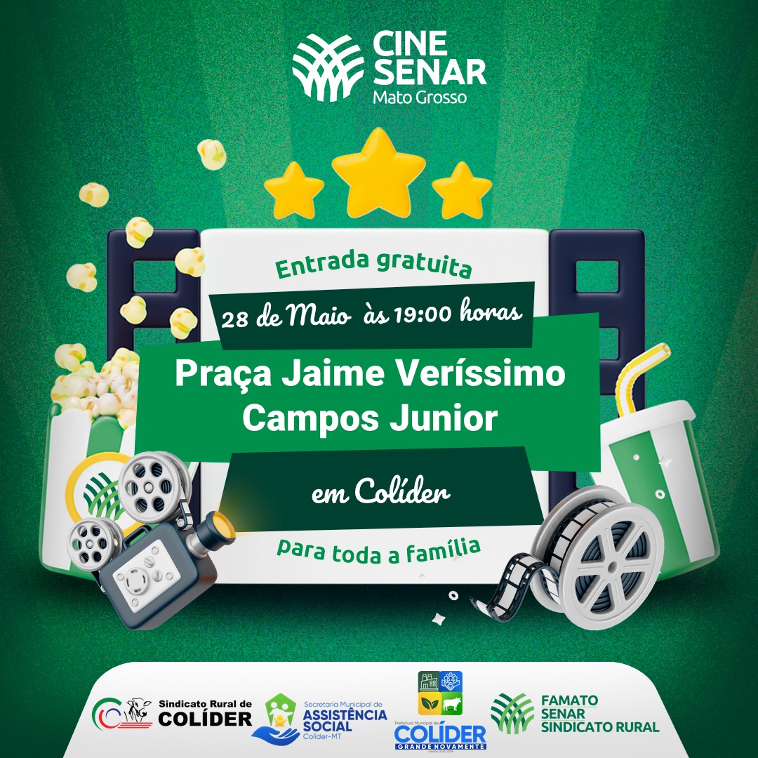 Sessão de cinema gratuita será realizada na Praça Jaime Veríssimo em Colíder
