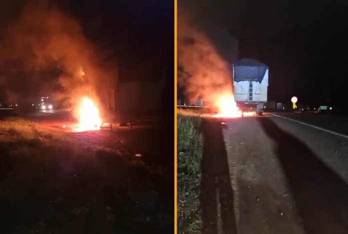 Carlinda: vagão de veículo de carga pega fogo na MT-320