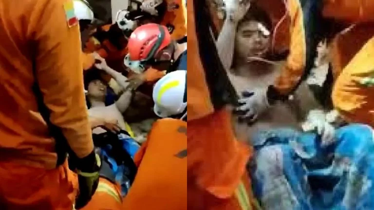homem é resgatado dos escombros em Mianmar mais de 100 horas após terremoto