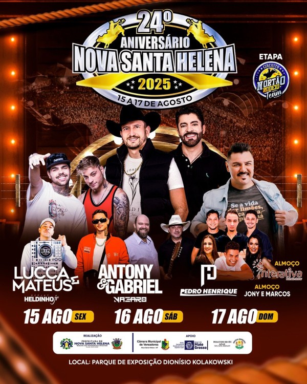 Nova Santa Helena comemora 24 anos com programação festiva e gratuita