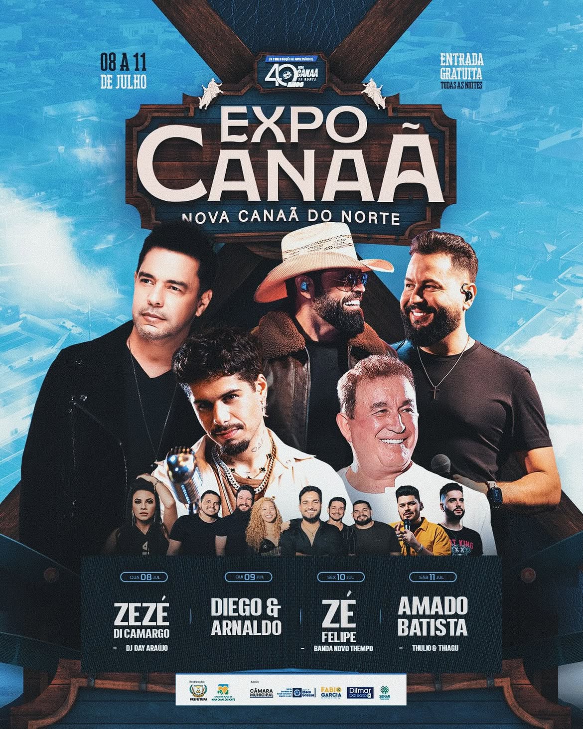 Nova Canaã do Norte vive clima de festa: ExpoCanaã começa hoje com Zezé Di Camargo