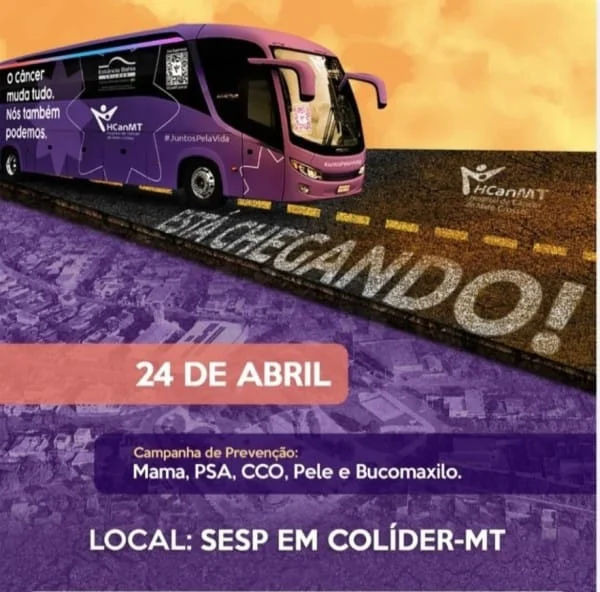 Carreta do Hospital do Câncer realiza exames de prevenção em Colíder nesta quarta-feira