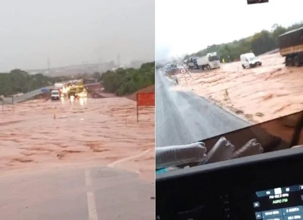 Chuva Intensa Interdita trecho da BR-163 em Nova Mutum