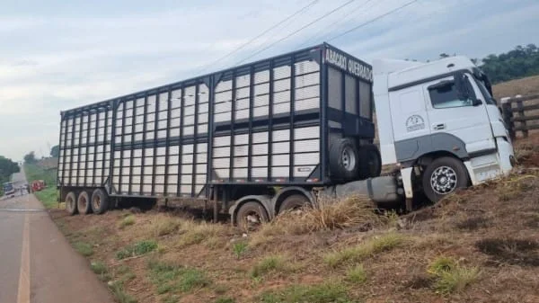 Motorista de caminhão boiadeiro de Colíder escapa ileso de grave acidente na MT-170 em Juína