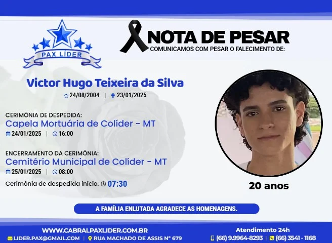 Colíder - Jovem de 20 anos é morto a tiros no bairro Jardim Vânia