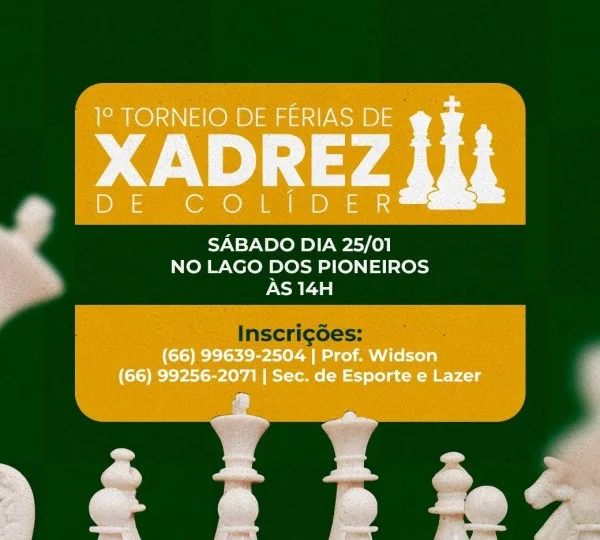Colíder: 1º Torneio de Xadrez de férisa será realizado no no Lago dos Pioneiros