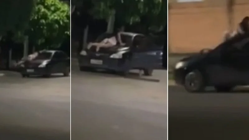 mulher se agarra a para-brisa de carro em movimento para tentar impedir marido de fugir com filha em MT