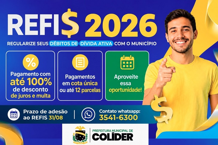 Em dívida com o município? Prefeitura de Colíder facilita regularização com desconto de até 100% nos encargos