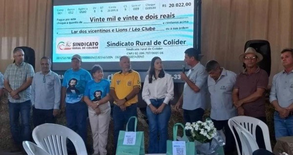 Sindicato Rural repassa mais de R$ 20 mil a entidades sociais de Colíder