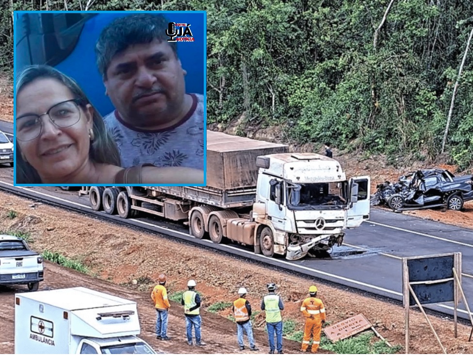 Casal que morreu em acidente entre carreta e picape na BR-163 é identificado