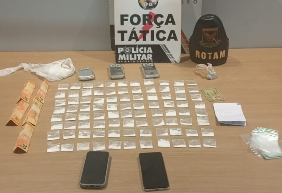 Polícia Militar prende casal com 90 porções de droga em Pontes e Lacerda