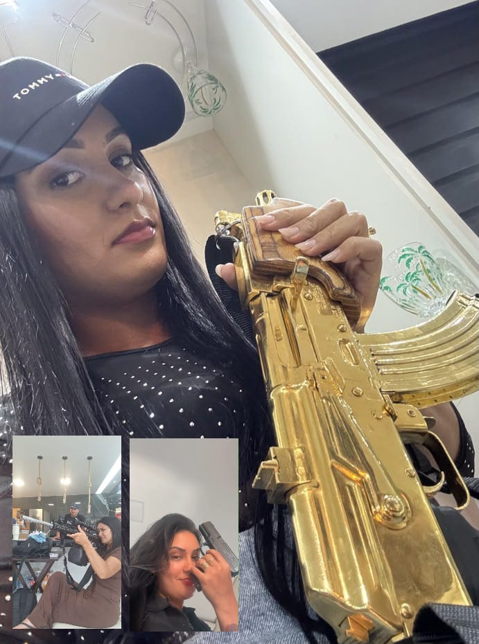 Ligação com facção: investigação revela fotos de namorada de “Batman” com arma dourada e integrantes do Comando Vermelho