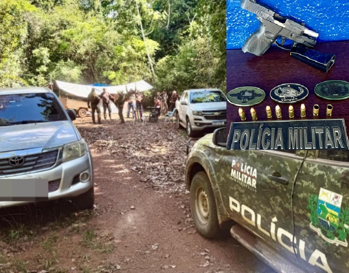 CRIME AMBIENTAL: acampamento é interceptado e arma de fogo e munições são apreendidos neste fim de semana no Nortão